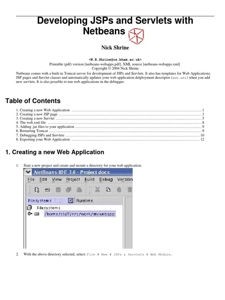 Developing JSPs And Servlets With Netbeans | PDF | Java Server Pages ...