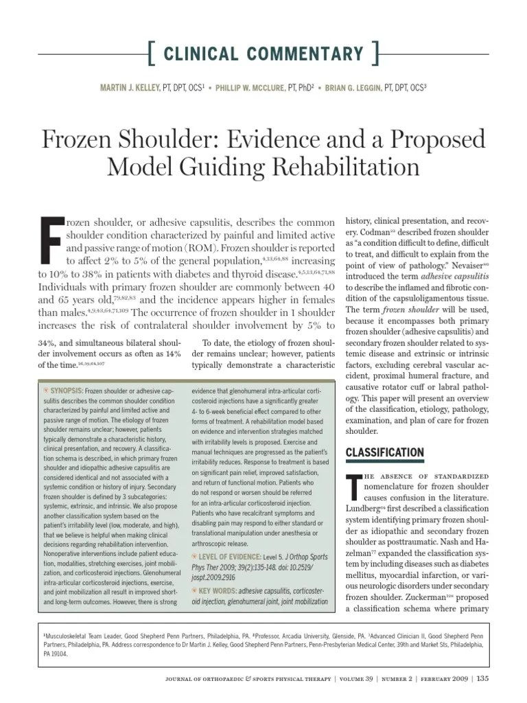 Frozen Shoulder | PDF | Shoulder | Physical Therapy