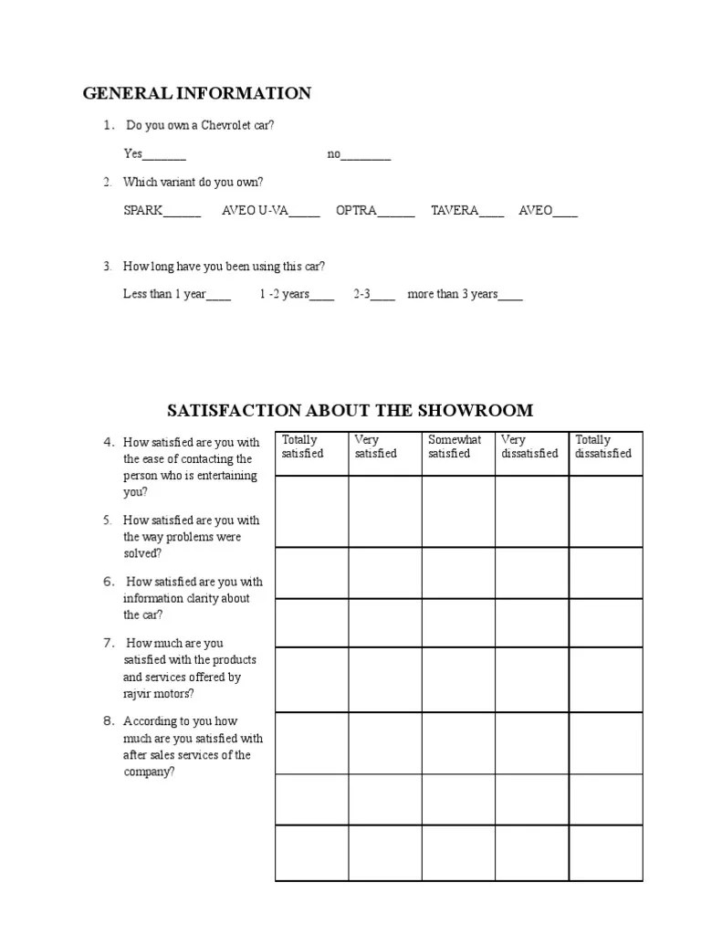 Sample questionnaire