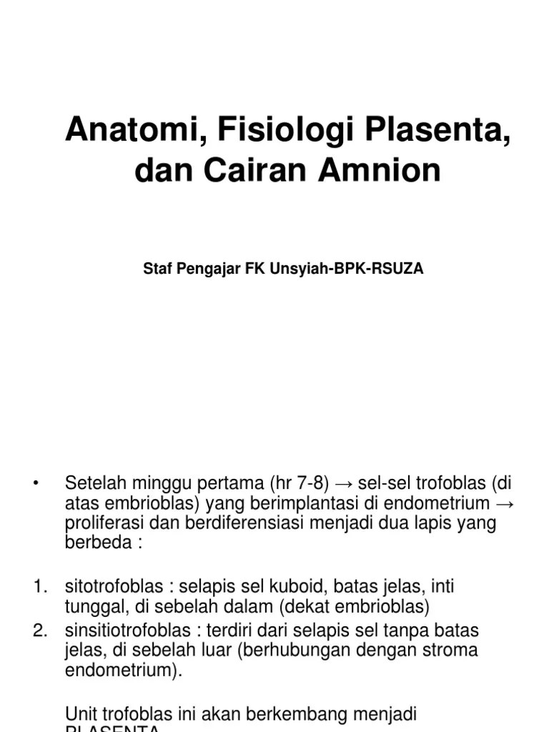 Anatomi Fisiologi Plasenta Dan Cairan Amnion Pres | PDF
