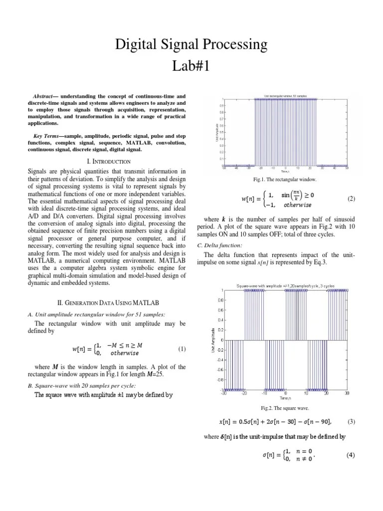 Analysis And Generation Of Continuous And Discrete-Time Signals Using ...