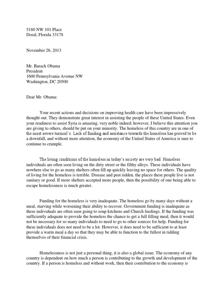 Homeless Letter Template