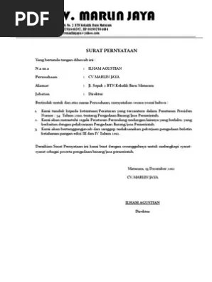Surat Pernyataan Tidak Pailit Dan Tidak Masuk Daftar Hitam Pdf Contoh surat keterangan perusahaan pailit misalnya saja bagi seseorang yang bekerja untuk bank.