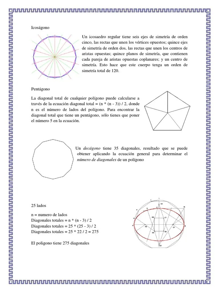 ¿cuantas diagonales tiene un polígono regular de 12 lados? Icosagono Pdf Geometria Del Plano Euclidiano Espacio
