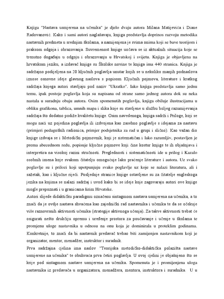 NASTAVA USMJERENA NA UČENIKA | PDF