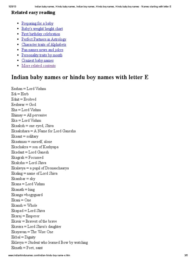 These people are capable of loving deeply and want to be loved by others in return. Indian Baby Names Hindu Baby Names Indian Boy Names Hindu Boy Names Hindu Baby Boy Names Names Starting With Letter E Pdf