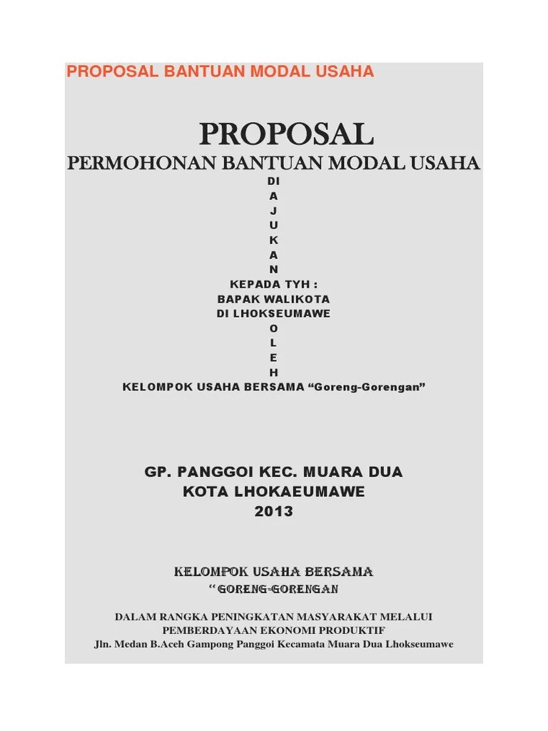 Simak Contoh Proposal Bantuan Dana Usaha Kecil Perorangan - Failfaire News