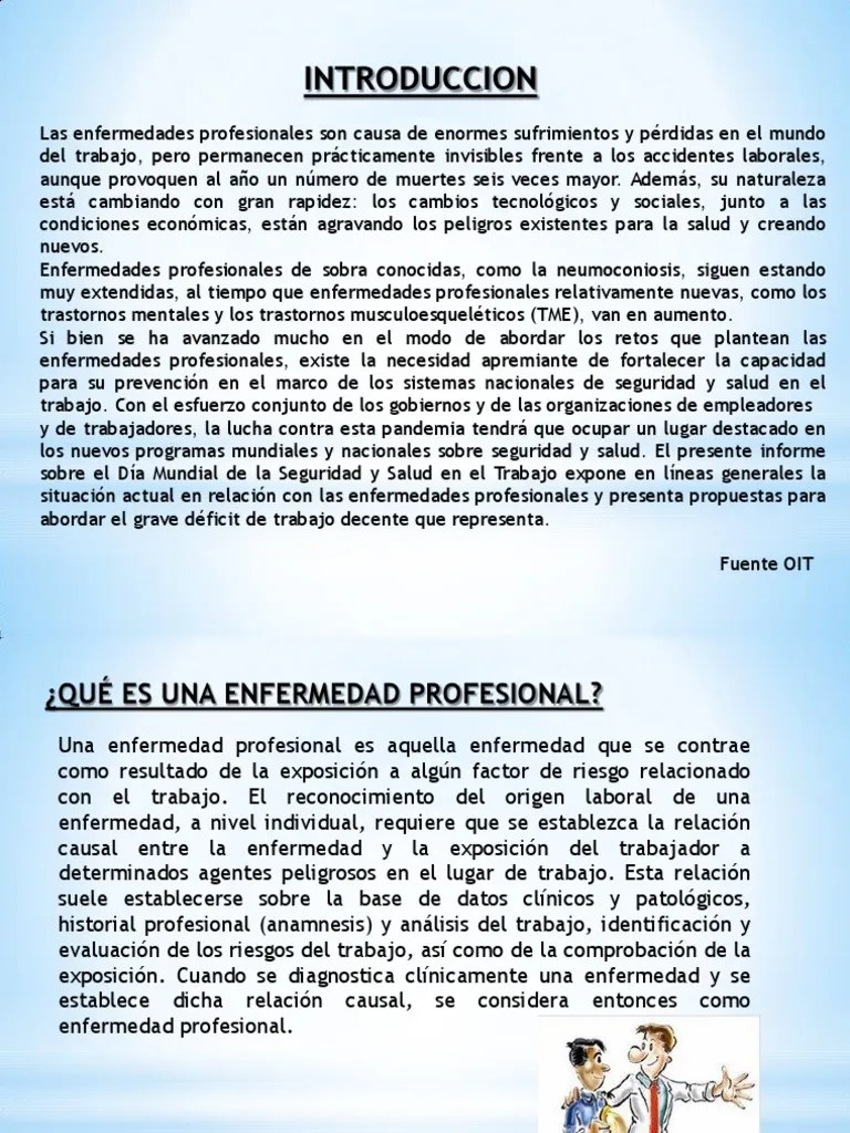 Enfermedades Ocupacionales | PDF | Derecho Laboral | La Seguridad
