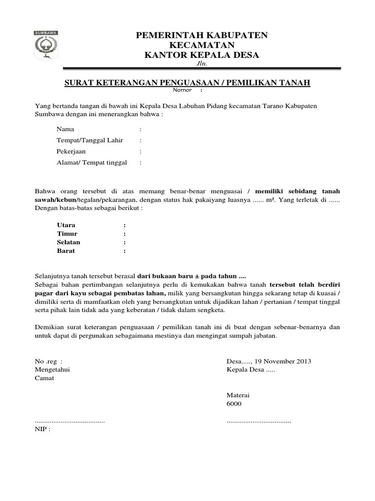 Download Contoh Surat Keterangan Kepemilikan Rumah Yang Benar 