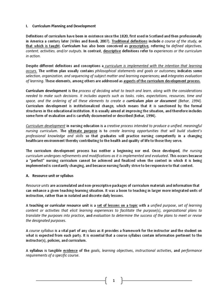 Curriculum Planning And Development | PDF | Curriculum | Lesson Plan