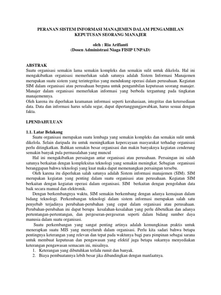 16 jurnal sistem informasi (journal of information systems), volume 12, issue 1,. Contoh Review Jurnal Sistem Informasi Manajemen