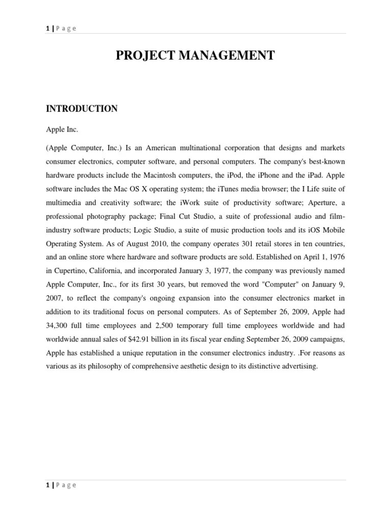 Project Management APPLE INC | PDF | Apple Inc. | Ios