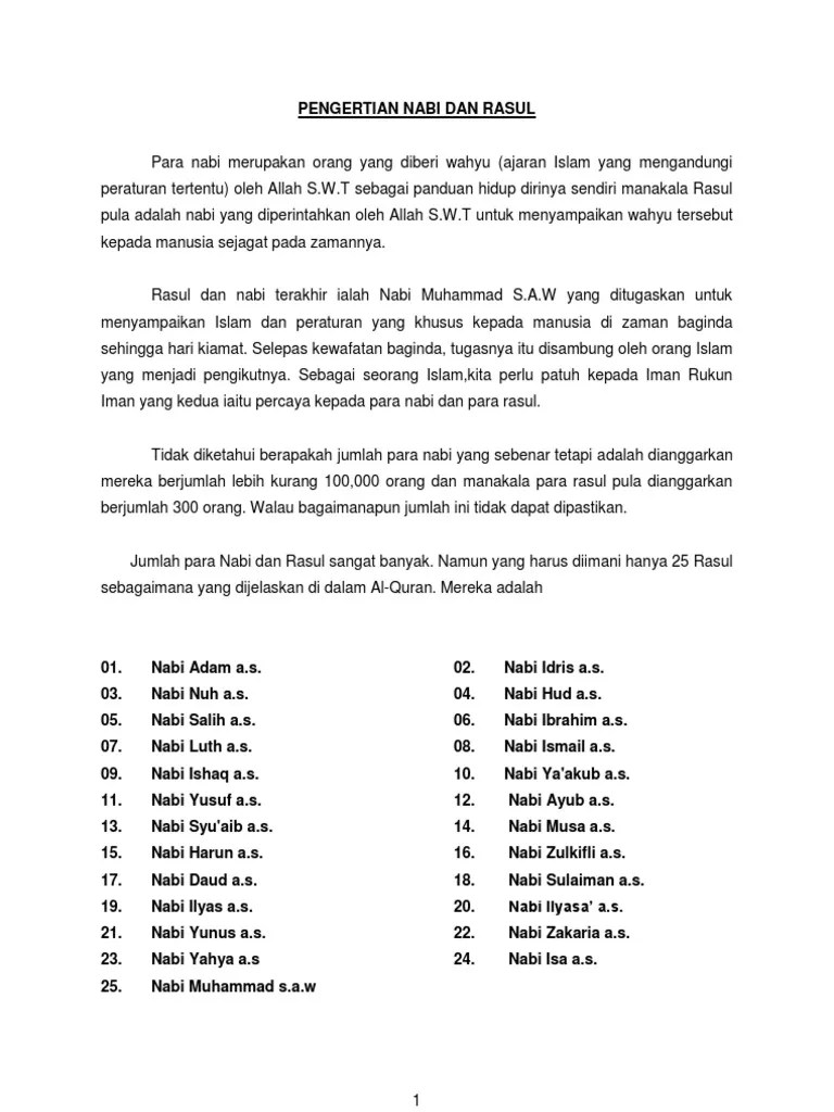 Pengertian Nabi Dan Rasul | PDF
