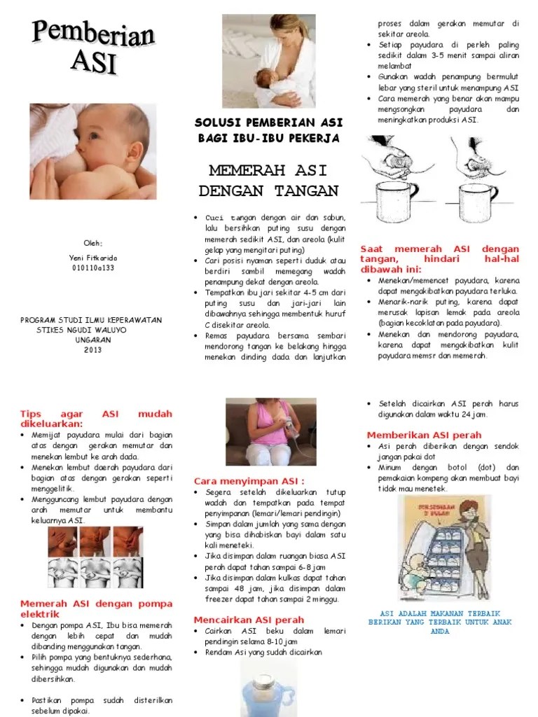 Perah sedikit asi dan oleskan ke puting dan areola sekitarnya. Leaflet Asi Perah Pdf