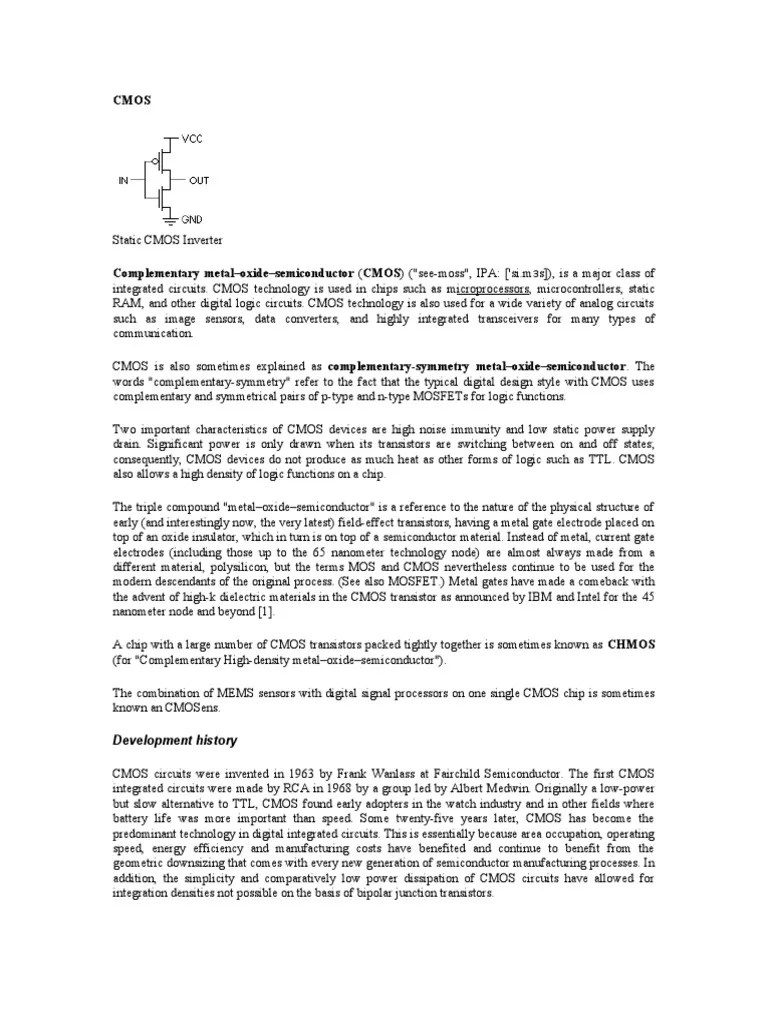 Cmos | PDF | Cmos | Electrical Resistance And Conductance