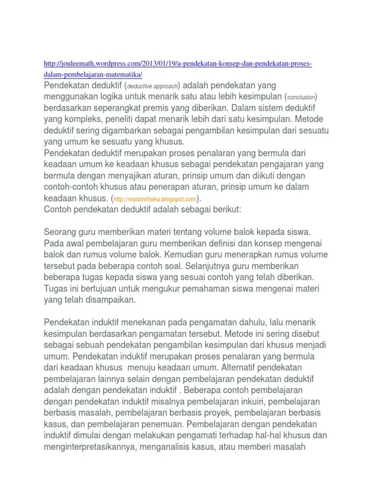 Pendekatan Induktif Dan Deduktif | PDF