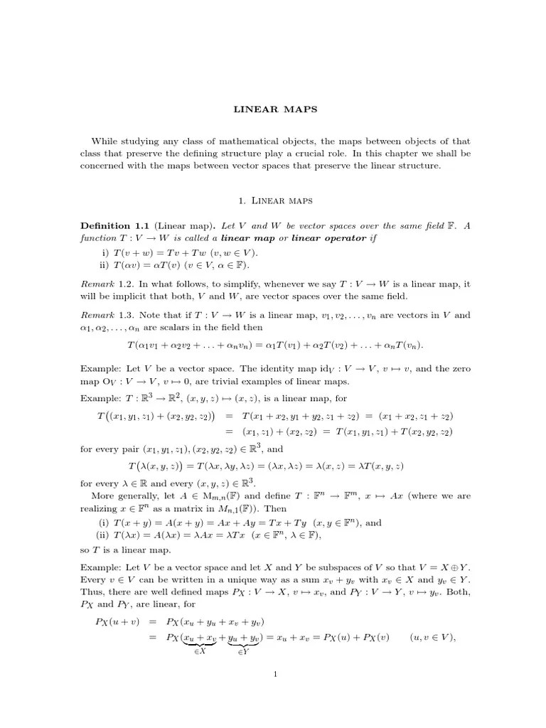Linear Maps | PDF | Eigenvalues And Eigenvectors | Basis (Linear Algebra)