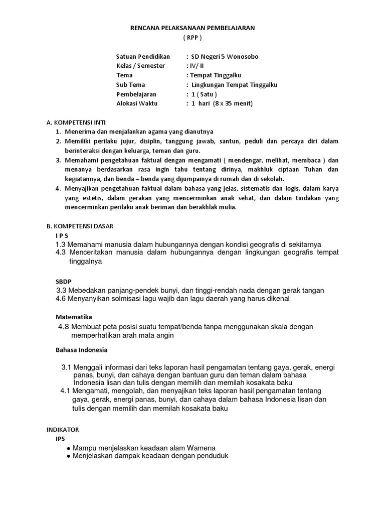 Download juga kumpulan silabus sd kurikulum 2013 semua mata pelajaran revisi. Rpp Kelas Iv Tema 8 Subtema 1 Pdf
