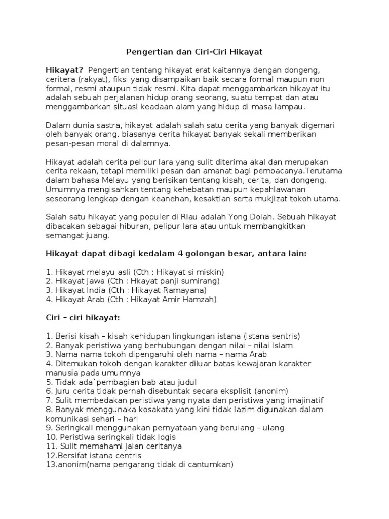 Ciri Ciri Hikayat | PDF
