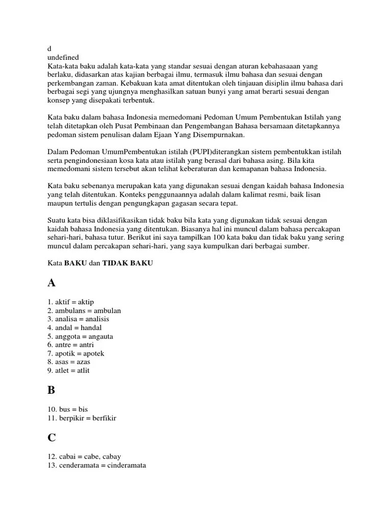 Kata Baku | PDF