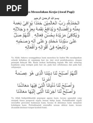 Asmah binti mohd (ketua jabatan perubatan & pakar perunding perubatan), dr. Doa Sebelum Memulakan Kerja Pdf
