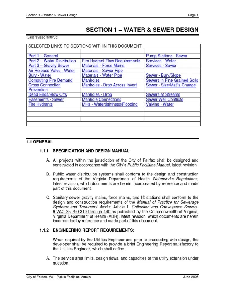 Water And Sewer Design | PDF | Sanitary Sewer | Pipe (Fluid Conveyance)