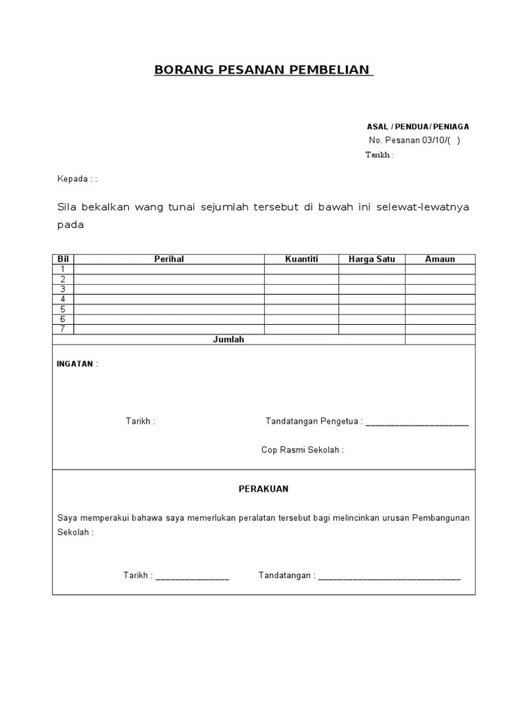 ​borang membaharui lesen agensi pekerjaan (lap) (borang permohonan lesen . Borang Pesanan Pembelian 2009 Pdf