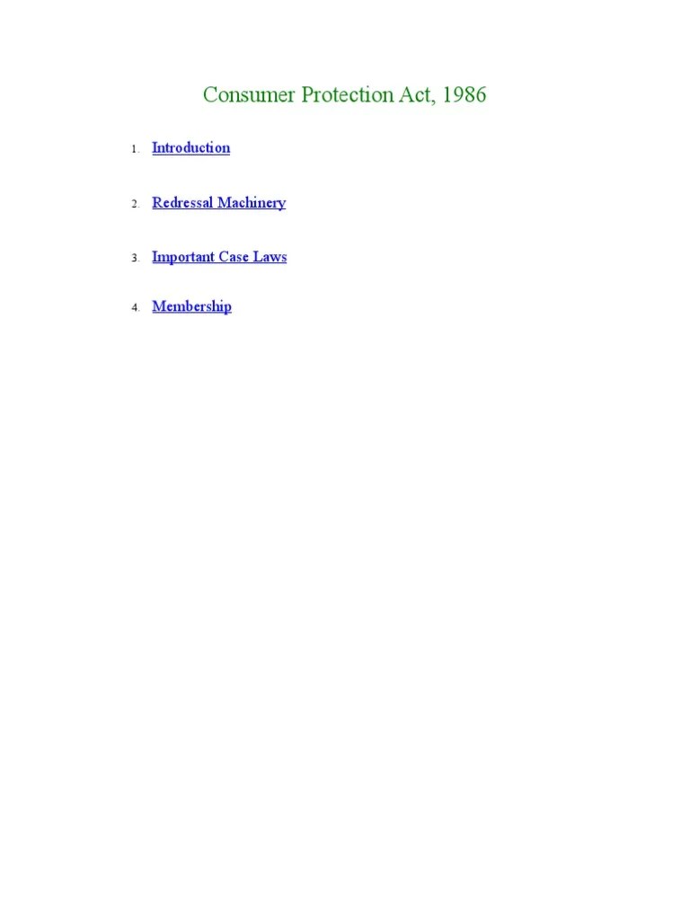 Consumer Protection Act, 1986 | PDF | Business