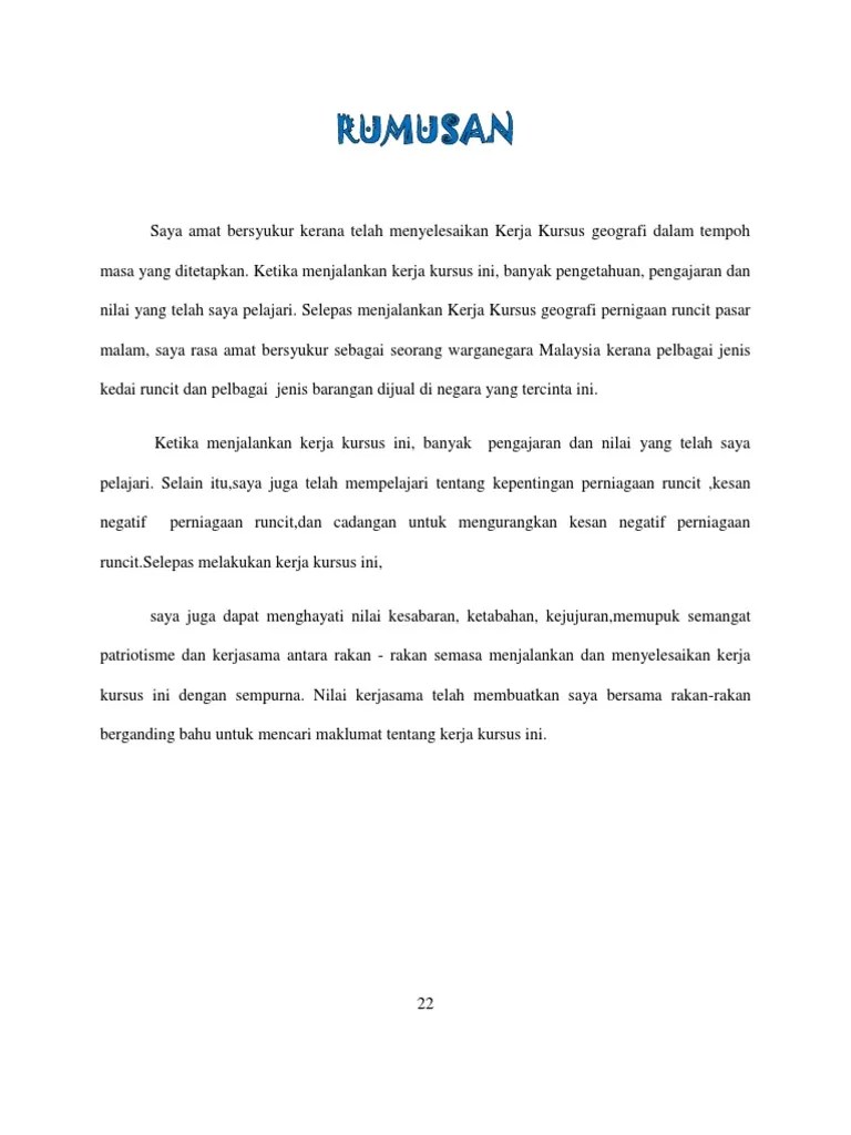 Kerja kursus yang telah disiapkan perlu diserahkan kepada guru dalam bentuk bercetak … Rumusan Pdf