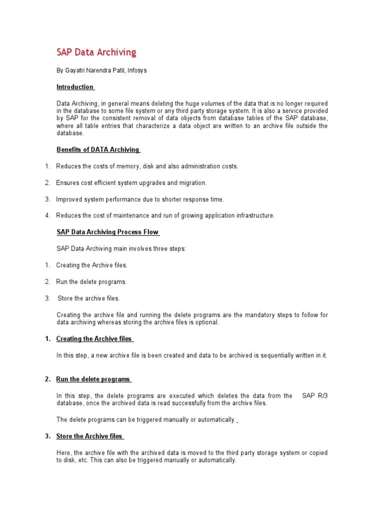 SAP Data Archiving | PDF | Database Transaction | Databases