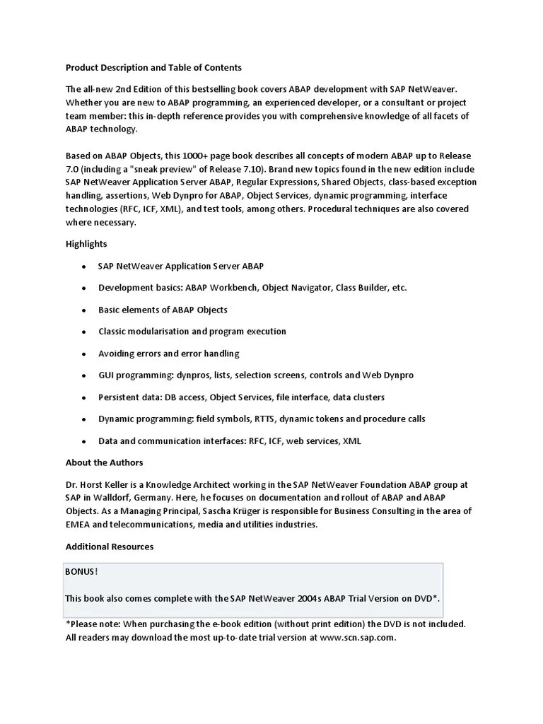 ABAP Objects - ABAP Programming In SAP NetWeaver | PDF | Object ...