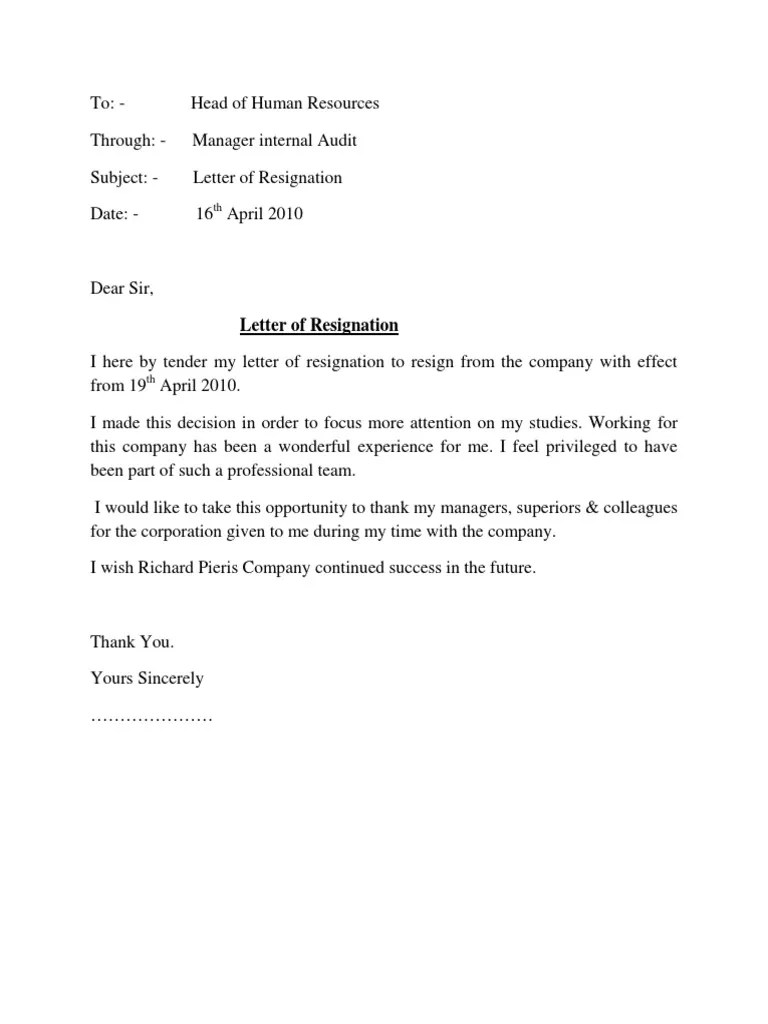 letter of resignationdoc