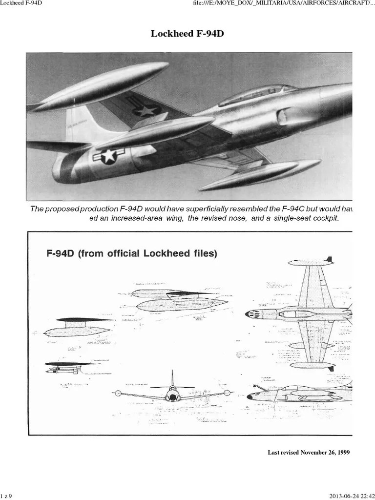 Lockheed F 94D | Download Free PDF | Fighter Aircraft | Monoplane