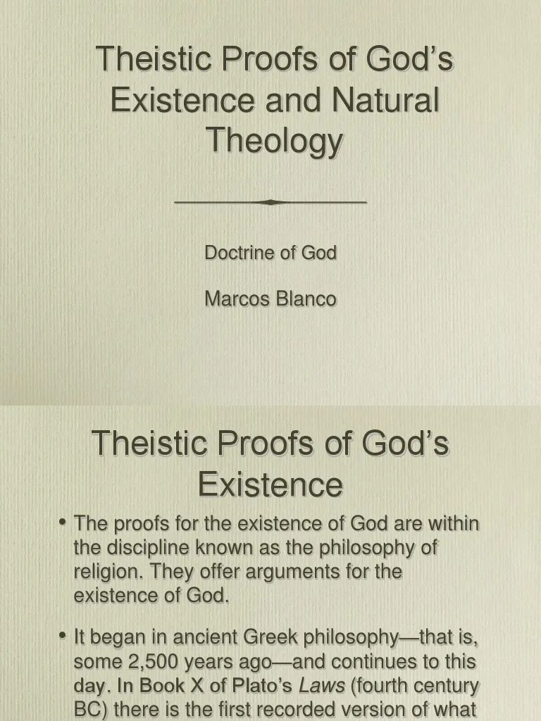 Theistic Proofs Of God's Existence | PDF