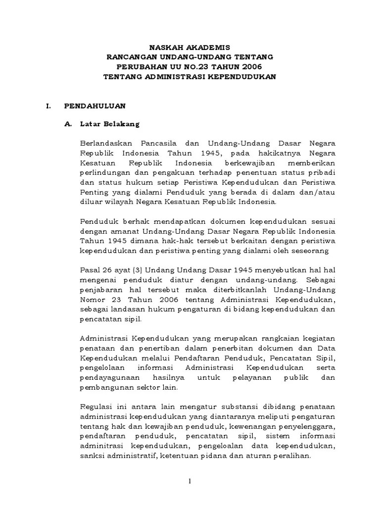 Uu Administrasi Kependudukan 23 Tahun 2006 2021