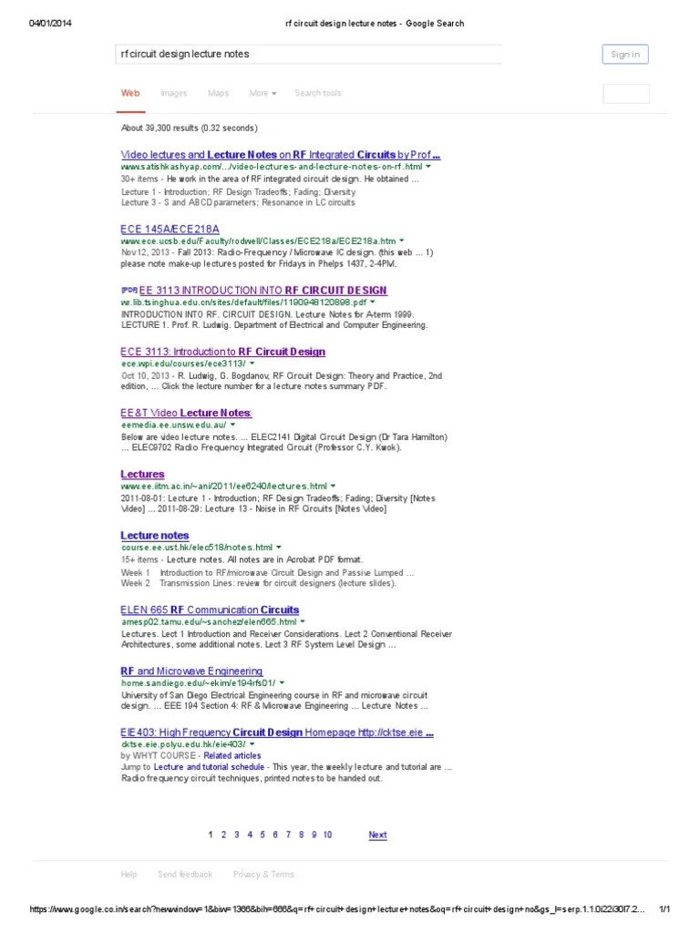 Rf Circuit Design Lecture Notes Google Search Radio