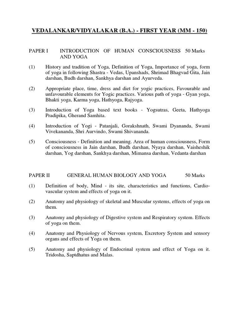 Ba Syllabus | PDF | Yoga | Asana