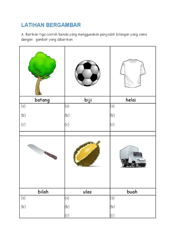 Contoh Ayat Penjodoh Bilangan Tahun 1 : Latihan Bahasa Melayu Tahun 1 Cikgu Ayu Dot My