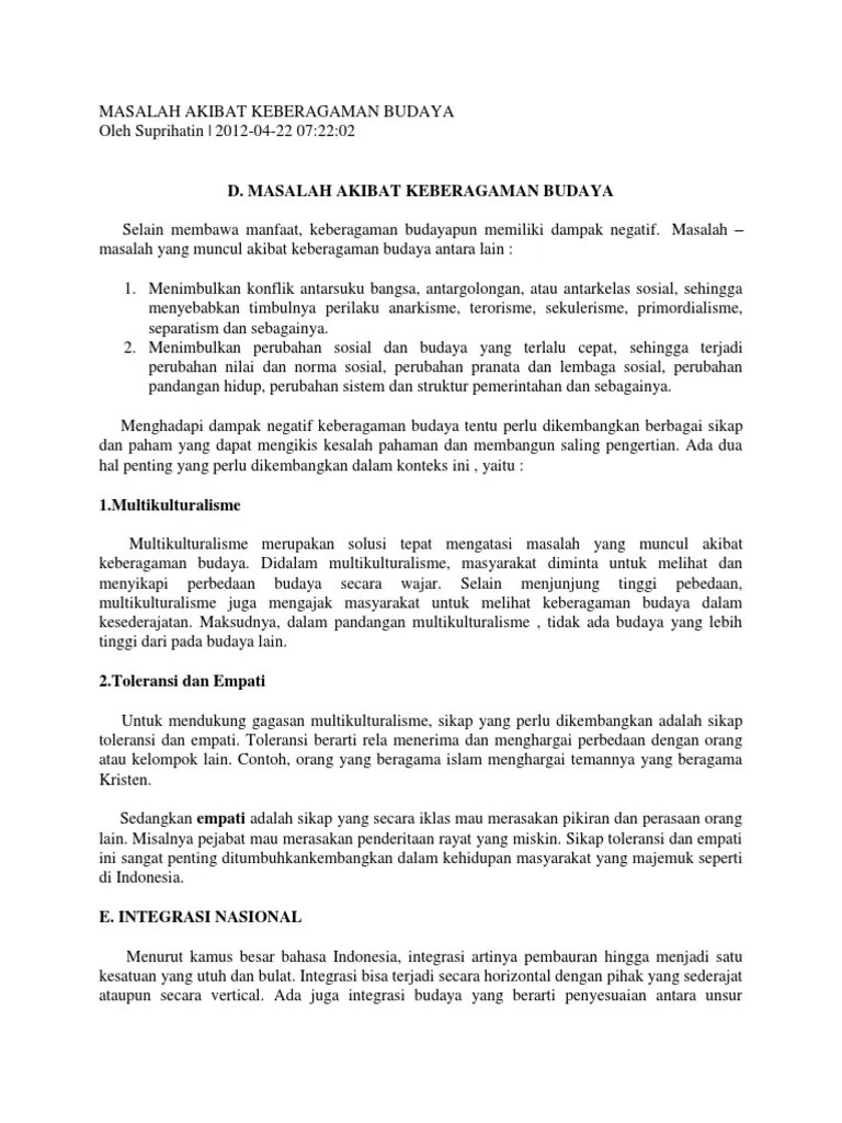 Masalah Akibat Keberagaman Budaya Mega | PDF