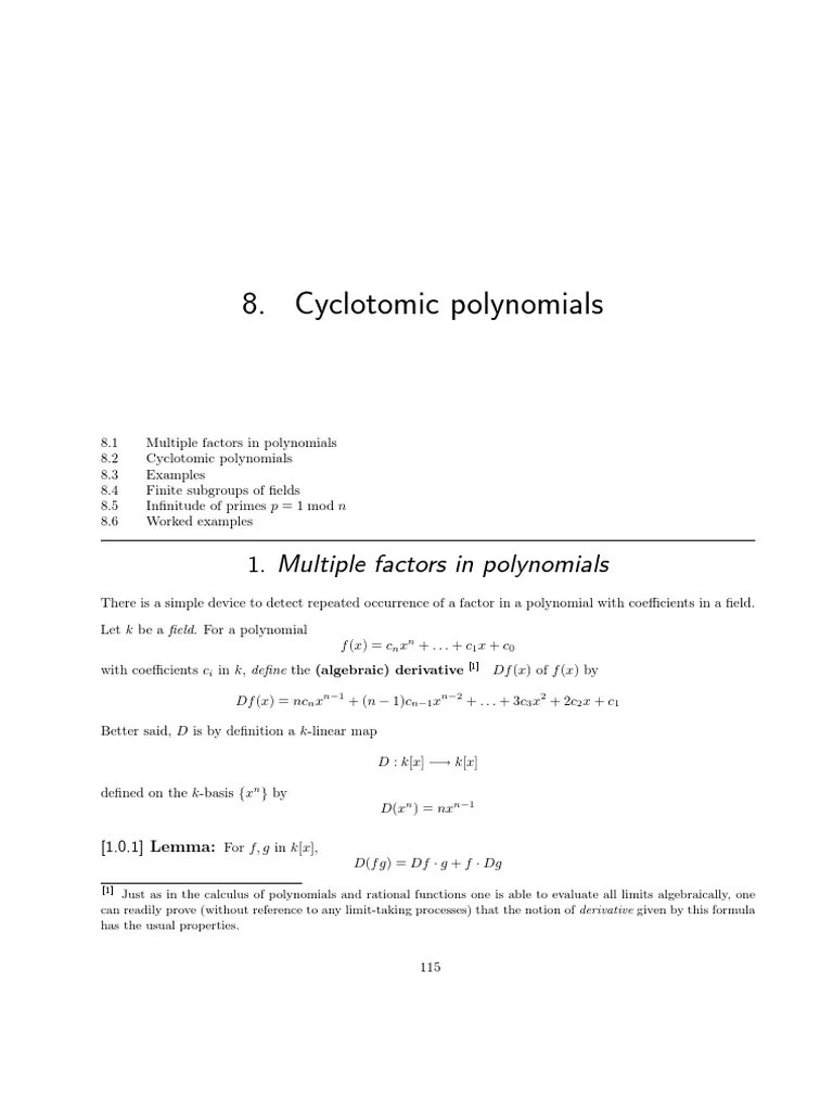 Cyclotomic Polynomials | PDF | Group (Mathematics) | Polynomial