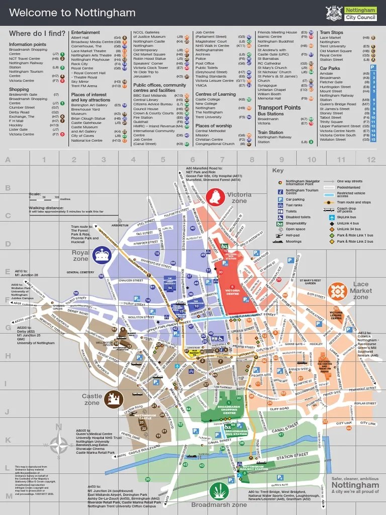 Nottm City Centre Map Zones PDF Road Transport Transport 1