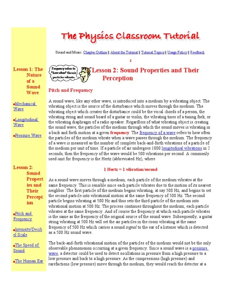 Lesson 2: Sound Properties And Their Perception | PDF | Sound | Hearing