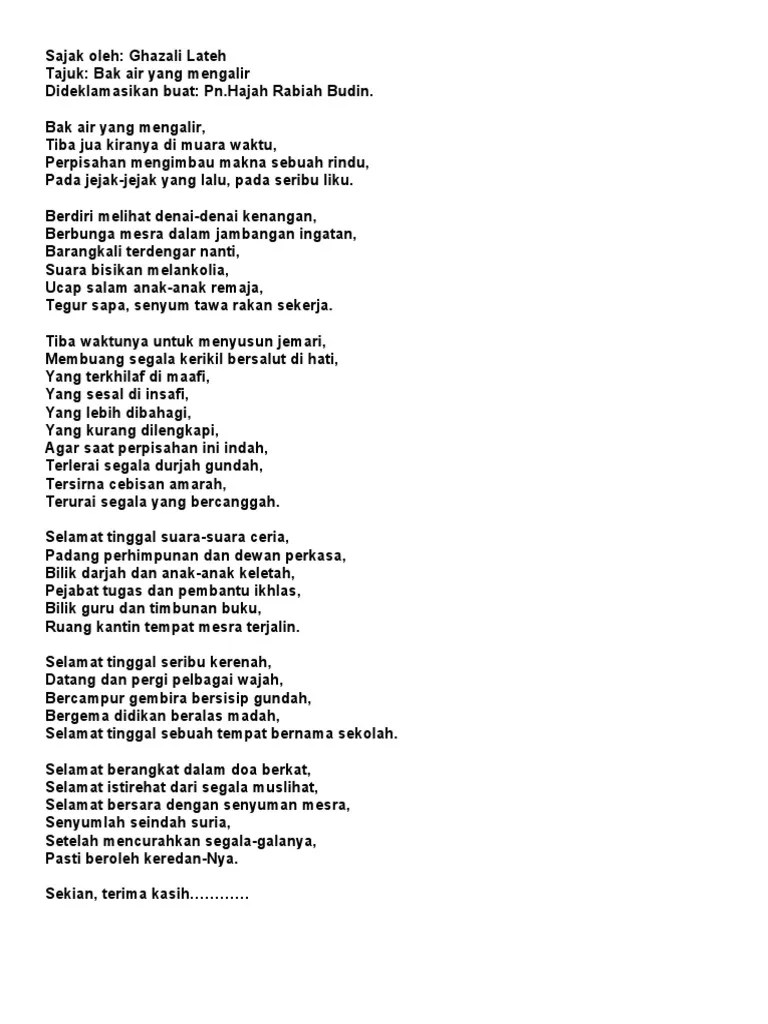 Kami memberikan contoh pantun perpisahan ini agar kamu bisa mengirimkan nya kepada tema. Sajak Guru Bersara Jovanictz