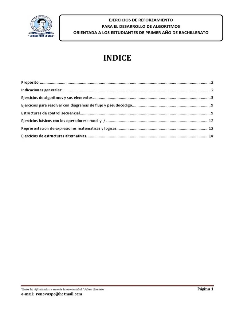 Ejercicios Basicos De Algoritmos | PDF | Algoritmos | Enseñanza De Matemática