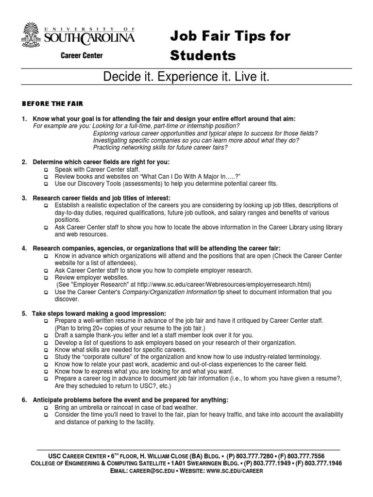 Career Fair Student Tips | PDF | Résumé | Internship