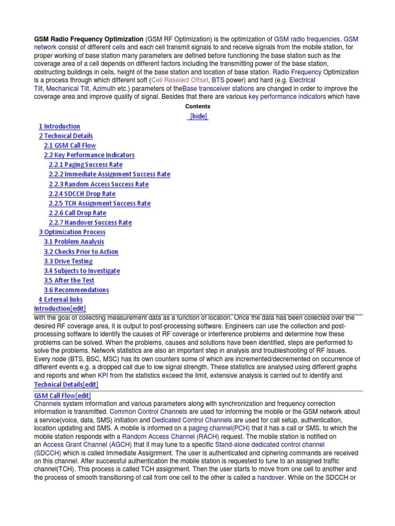 RF Optimization Techniques | PDF | Networks | Electronic Engineering