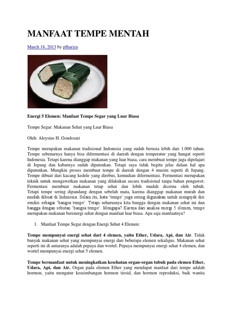 Manfaat Tempe Mentah | PDF