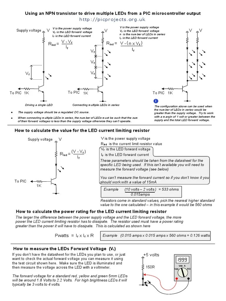Driving Leds Resistor Volt