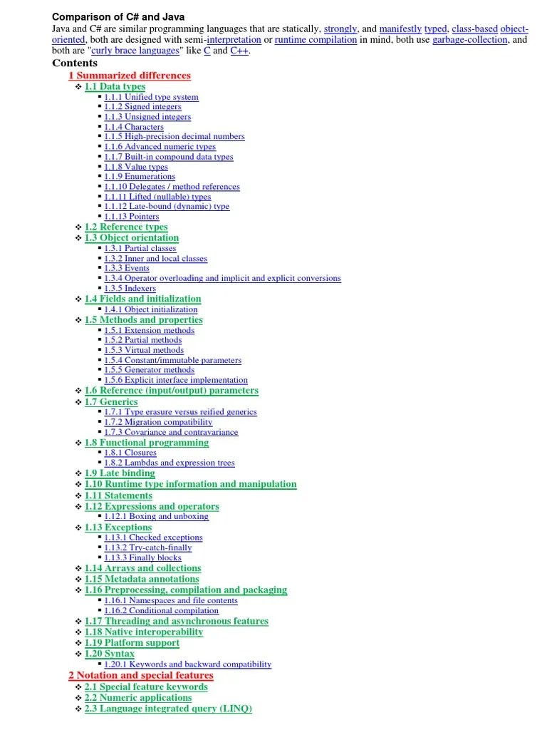 Comparison Of C# And Java | PDF | C Sharp (Programming Language ...