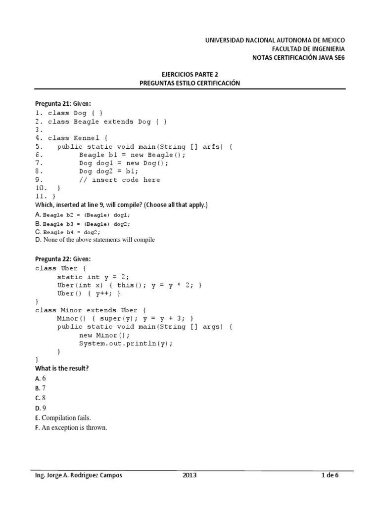 Ejercicios Para Certificación JAVA SE 6 | PDF | Programming Paradigms ...